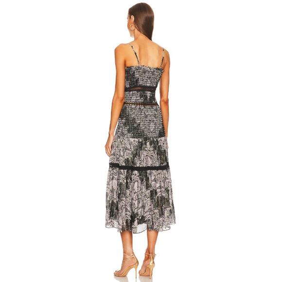 Hemant & Nandita Dress Midi Smocked Crochet Floral Garden Boho Spring Cottage XS - Picture 3 of 11